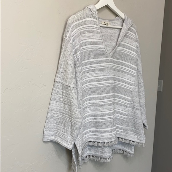 Madewell grey striped pop over sweater size M/L - Picture 2 of 14
